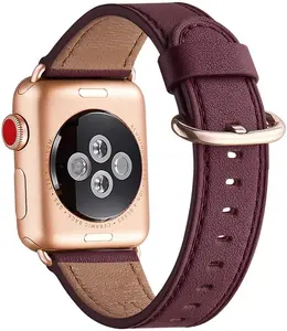 Wholesale Soft Genuine Leather Strap In Stock Wrist Band For Apple Watch 38 40 41 42 44 45mm