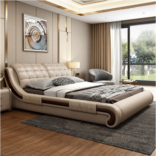 Leather bed double bed 1.5/1.8 meters Nordic modern wedding bed master bedroom furniture