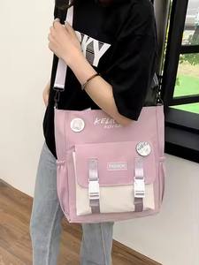 Bolso Tote de Lona para Estudiantes, Marca OEM THK0067, Gran Capacidad, Color Combinable, Diseño de Letras, Guangdong, China - Product Image 2