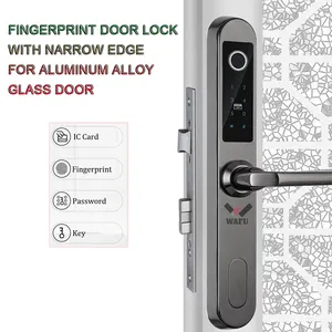 WAFU Waterproof Smart Fingerprint Password Card Aluminum Door Lock Bridge-Cut Stainless Steel For Outdoor Pull Push Sliding Door