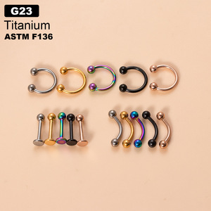 Joyería Corporal de Titanio ASTM F136 G23 al por Mayor, <span class=keywords><strong>Piercing</strong></span> de Ceja y <span class=keywords><strong>Labio</strong></span> con Rosca Interna, Barra Curva Tipo Banana - Product Image 3