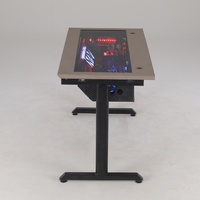 Table de bureau avec cadre en fer et éclairage LED réglable, pour ordinateur de bureau ou de jeu, avec couleurs