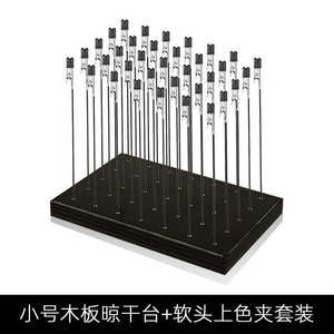 Model Painting Clip Stand Wooden Base Metal Clips <b>Set</b> Durable Drying Rack Rectangle Shape Standing Type - Product Image 3