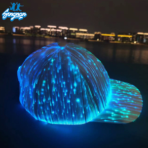 Casquette <span class=keywords><strong>de</strong></span> baseball LED lumineuse à fibres optiques pour fête <span class=keywords><strong>en</strong></span> extérieur, pare-soleil respirant, style Joker, 6 panneaux, unisexe, approvisionnement direct usine - Product Image 1