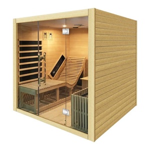 Sauna infrarouge lointain extérieur Kammoy en bois massif de cèdre rouge et de pruche canadien, sauna de sudation de luxe, sauna infrarouge lointain mixte à vapeur - Product Image 6