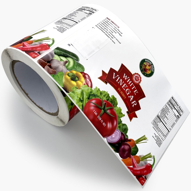 Customized Vinyl Label Gloss Lamination For Salad Dressing Spice Bottle Label On Roll