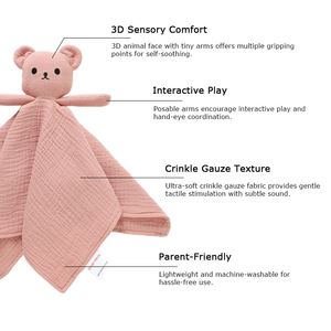 Manta <span class=keywords><strong>de</strong></span> edredón <span class=keywords><strong>de</strong></span> oso <span class=keywords><strong>de</strong></span> peluche para bebé, algodón orgánico estereoscópico, lindo bordado, suave, juguete cómodo para bebé para chico - Product Image 3