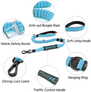 <span class=keywords><strong>Laisse</strong></span> pour <span class=keywords><strong>chien</strong></span> Nibao réfléchissante, absorbant les chocs, double rembourrage en néoprène, deux poignées, bungee - Product Image 6