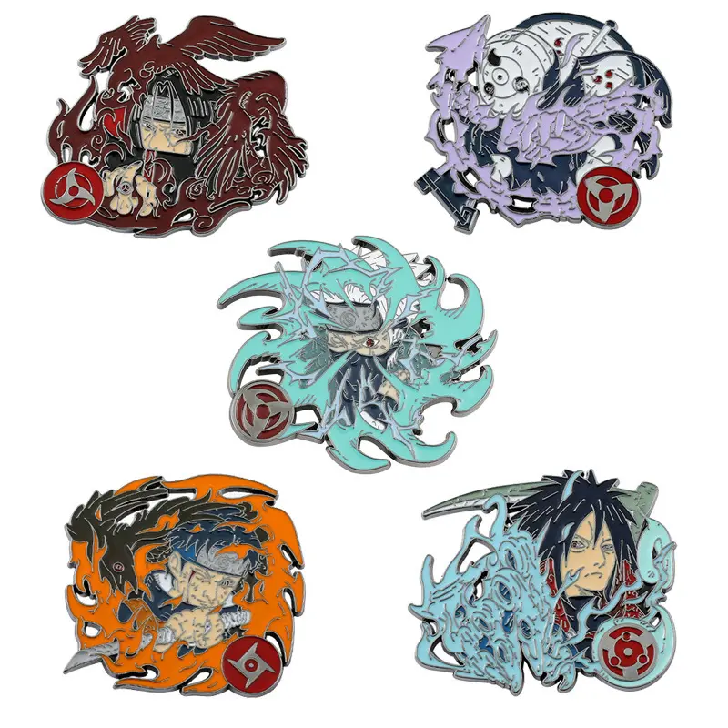 9 디자인 5-7cm 아연 합금 애니메이션 액세서리 Jiraiya Uchiha Itachi Sasuke 브로치 핀 애니메이션 코스프레