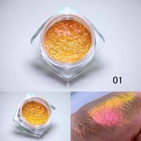 JIASI Nouvelle Poudre de Mica Caméléon pour Nail Art, Effet Néon Scintillant Longue Durée, Modèle JS Carré Aurore