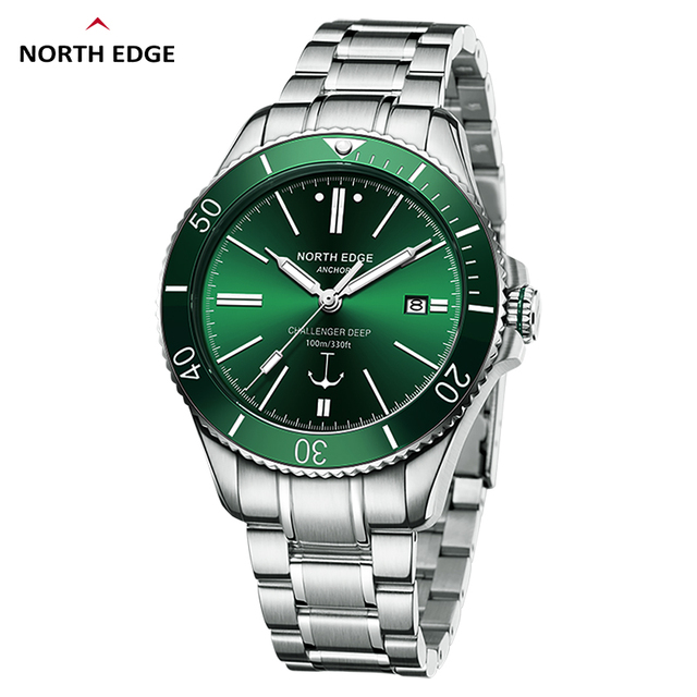 North Edge New Men's Business Watch 316L Stainless Steel Automatic Mechanical ANCHOR MIYOTA Movement IP67 IPS for Diving Sports