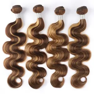 Highlight Hair Bundles With Lace Closure Wholesale Price Piano Color #4/27 Hair Bundles With Closure