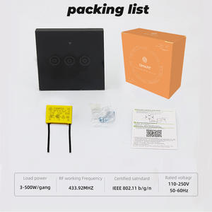 Interrupteur mural tactile WiFi intelligent Tuya avec commande vocale pour Alexa et Google Home, contrôle de l'éclairage LED intégré 2,4 GHz RF433 - Product Image 2