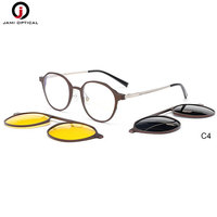 Lunettes de Soleil Jaunes Tendance Vision Nocturne Monture Métal UV400 Polarisées à Clipser