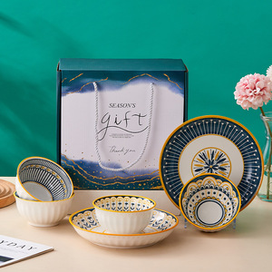 European American Style Nordic Light Luxury Style Kitchen Tableware <b>Set</b> Eco-Friendly Ceramic <b>Dinnerware</b> Stocked Microwave Safe - Product Image 6