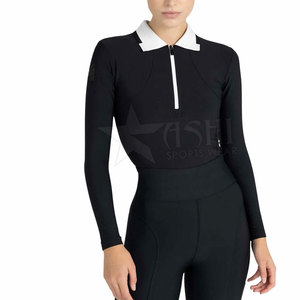 Nueva camisa de equitación con media cremallera para mujer, ropa ecuestre elegante de manga larga con capa Base ecuestre, Tops - Product Image 1