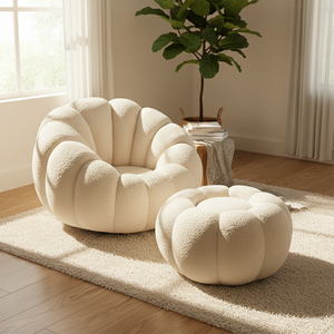 Sillón Giratorio, Sillón Reclinable Individual, Sillón de Descanso, Muebles de Salón de Terciopelo, Otomana, Sillón de Descanso Cómodo - Product Image 1