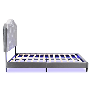 Modern Double Convertible Adjustable Storage <b>Platform</b> <b>Bed</b> Velvet Upholstery Wood <b>Frame</b> Soft Charging Station No Box Spring - Product Image 5