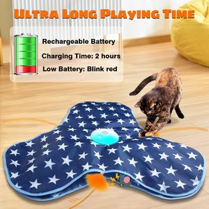 Giocattolo per gatti ricaricabile attivato dal movimento con la bacchetta di piuma che morde la caratteristica del giocattolo e che stuzzica il topo Kicker per l'intrattenimento al coperto - Product Image 5