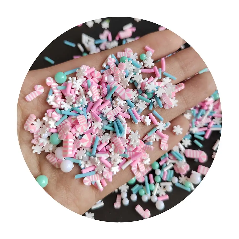 Baston şeker kar tanesi topları polimer kil dilimleri Mix noel kil Sprinkles, reçine el sanatları ve balçık malzemeleri için Clays