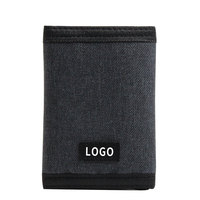 Dompet Lipat Tiga Poliester Kustom dengan Resleting, Kantong Uang, Penutup Velcro, Aman, Portabel, dan Tempat Kartu