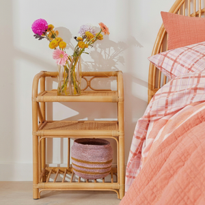 Natural rattan wicker <b>bedside</b> cabinet, 2-tier nightstands, Family bedroom furniture, Wholesale in Vietnam - Product Image 1