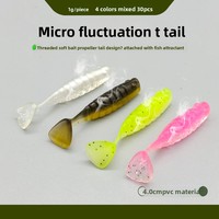 Leurre souple micro-particules à queue en T pour la pêche au bar, au mandarin et au poisson-serpent, en acier inoxydable sans hameçons