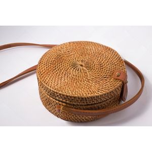 Sac à bandoulière en rotin à deux couches marron, vente chaude, fait à la main, bohème, respectueux de l'environnement, toutes saisons, pour femmes, usage quotidien - Product Image 1