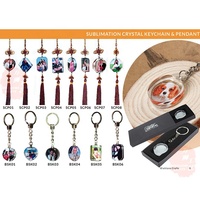 Vente en gros de porte-clés en verre personnalisés avec revêtement parfait, porte-clés en cristal à sublimation, porte-clés kawaii, accessoires BSK-04