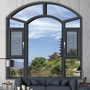 Finestre a battente a uragano in stile francese con soffitto a pavimento aperto in alluminio fisso in alluminio temperato in lega di alluminio orizzontale - Product Image 3