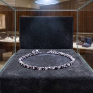Pulsera de tenis de plata S925 para mujer con circonitas redondas de corte brillante y engaste de púas, diseño clásico para uso diario, proveedor de EE. UU. - Product Image 1