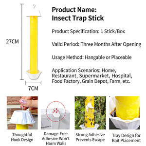 Piège à mouches collant avec crochet de suspension, piège à colle jaune jetable pour un contrôle efficace des insectes en intérieur et en extérieur - Product Image 6
