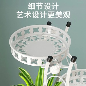 Multi Layer Movable Flower Stand White Indoor Plant Shelf For Balcony Living Room Floor Standing With Wheels - Product Image 4