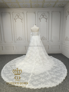 Vestido <span class=keywords><strong>de</strong></span> <span class=keywords><strong>Novia</strong></span> Clásico y Elegante QUEENSGOWN, Estilo <span class=keywords><strong>Sirena</strong></span>, con Hombros Descubiertos, Encaje Francés <span class=keywords><strong>de</strong></span> Alta Calidad y Cola Desmontable - Product Image 5