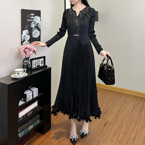 <span class=keywords><strong>Lots</strong></span> en gros d'articles en vrac : Robe plissée Miyake élégante pour femme, haute qualité, manches longues, style bureau, collection automne - Product Image 3