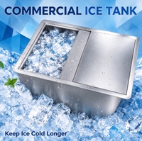 Bac à glace commercial en acier inoxydable avec couvercle coulissant pour cuisine extérieure, patio, bar à glace, vin et bière froids – Offre Spéciale