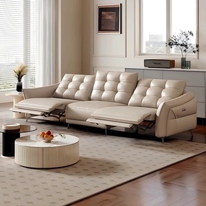 Sillón Reclinable de Cuero Genuino al por Mayor, Sofá Esquinero Reclinable de 3 Plazas 6363 #   Conjunto de Muebles Reclinables Modernos Eléctricos - Product Image 1