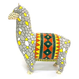 북유럽 간단한 크리 에이 티브 모자이크 알파카 아트 조각 알파카 동물 동상 수지 공예 장식 홈 장식