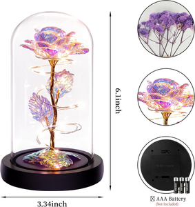 Rosa <span class=keywords><strong>Regalo</strong></span> <span class=keywords><strong>per</strong></span> <span class=keywords><strong>San</strong></span> <span class=keywords><strong>Valentino</strong></span>, Rosa con Foglia d'Oro <span class=keywords><strong>per</strong></span> <span class=keywords><strong>Lei</strong></span>, Rosa della Bella e la Bestia con Luce - Product Image 6