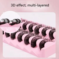 Pinky Leem Vente en gros de cils en soie 3D russes faits à la main, moelleux, best-seller, dramatiques, 25 mm, lot de 10 paires, cils en bande D DD Curl