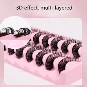 Pinky Leem Vente en gros de cils en soie 3D russes faits à la main, moelleux, best-seller, dramatiques, 25 mm, lot de 10 paires, cils en bande D DD Curl - Product Image 3