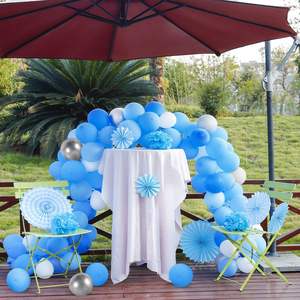 Décorations d'<span class=keywords><strong>anniversaire</strong></span> pour garçon, éventail en papier <span class=keywords><strong>bleu</strong></span>, fleur, ballon en latex, chaîne, <span class=keywords><strong>guirlande</strong></span> en arc, décoration de fête - Product Image 4