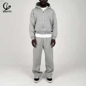 Custom Autumn Heavyweight French Terry 420 Grams 100% Cotton Streetwear Tracksuit Men Oversized Zip Hoodie <b>Sweatpants</b> <b>Set</b> Brand - Product Image 1