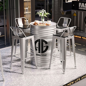 Chaises <span class=keywords><strong>de</strong></span> bar <span class=keywords><strong>de</strong></span> style industriel moderne avec structure en fer et panneau en bois - Meubles <span class=keywords><strong>de</strong></span> salle à manger durables et élégants <span class=keywords><strong>pour</strong></span> l'extérieur et le salon - Product Image 2