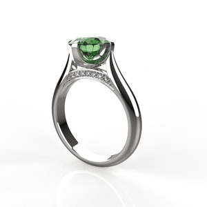 Sterling <b>Silver</b> <b>Emerald</b> <b>Ring</b> With Diamonds For Girls &amp; Women - Product Image 6