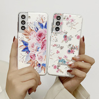 Étui de téléphone léger antichoc en TPU imprimé avec des motifs de fleurs et de papillons de 1,5 mm pour S23 Ultra et autres modèles