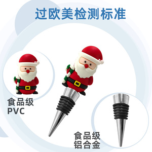 Christmas Wine Stoppers Set With Santa Snowman Design Aluminum Alloy Bottle For Champagne Wine Glass Decorative Stopper - Product Image 4