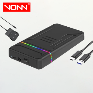 Usine RGB 3.5 pouces sans outil boîtier de <span class=keywords><strong>disque</strong></span> <span class=keywords><strong>dur</strong></span> SATA vers Type C boîtier de <span class=keywords><strong>disque</strong></span> <span class=keywords><strong>dur</strong></span> pour 2.5 3.5 pouces HDD SDD jusqu'à 18G prise américaine - Product Image 1