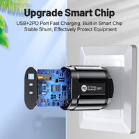 Chargeur rapide 58W 3 ports PD USB QC 3.0, double adaptateur secteur USB C 20W SCP OTP