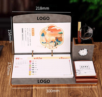 Porte-stylo de bureau, calendrier, multicolores, en cuir PU durable, logo personnalisé, organisateur de bureau, accessoires de calendrier de table exécutif